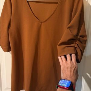 Ann Taylor Brown Relaxed Ruched Blouse